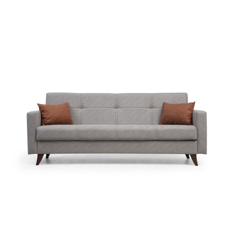 Casa si Gradina - Mobilier - Canapele si coltare - Canapele - Canapea extensibila 3 locuri, Atelier Del Sofa, metal si lemn, gri deschis, 205x86x75 cm - Infinity.ro