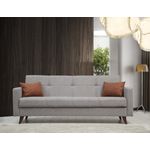 Casa si Gradina - Mobilier - Canapele si coltare - Canapele - Canapea extensibila 3 locuri, Atelier Del Sofa, metal si lemn, gri deschis, 205x86x75 cm - Infinity.ro