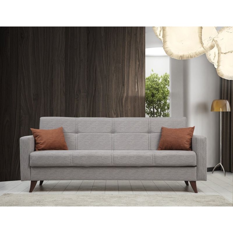 Casa si Gradina - Mobilier - Canapele si coltare - Canapele - Canapea extensibila 3 locuri, Atelier Del Sofa, metal si lemn, gri deschis, 205x86x75 cm - Infinity.ro