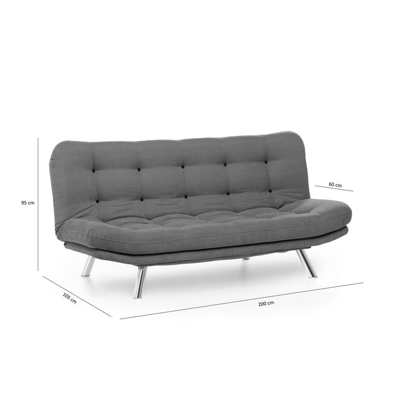 Casa si Gradina - Mobilier - Canapele si coltare - Canapele - Canapea extensibila, Hanah Home, metal, gri, 200x95x105 cm - Infinity.ro