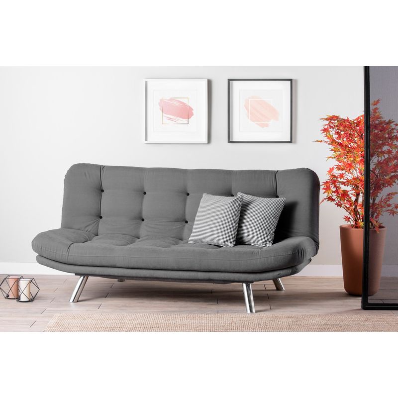 Casa si Gradina - Mobilier - Canapele si coltare - Canapele - Canapea extensibila, Hanah Home, metal, gri, 200x95x105 cm - Infinity.ro