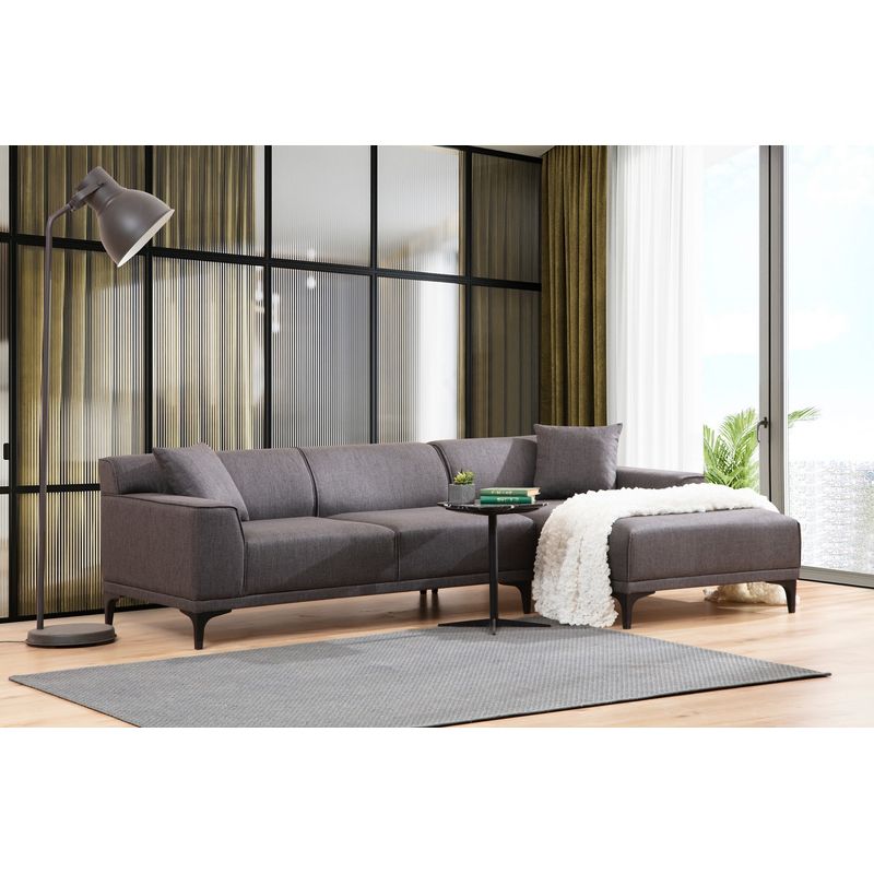 Casa si Gradina - Mobilier - Canapele si coltare - Coltare - Coltar, Hanah Home, lemn fag si pal, antracit, 145x250x77 cm, 560ARE1607 - Infinity.ro
