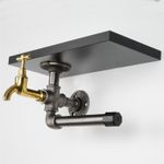 Casa si Gradina - Sanitare - Suporturi si accesorii baie - Suporturi baie - Suport hartie igienica, Hanah Home, mdf, negru si argintiu, 30x17x23 cm - Infinity.ro