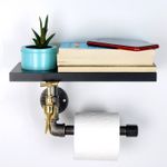 Casa si Gradina - Sanitare - Suporturi si accesorii baie - Suporturi baie - Suport hartie igienica, Hanah Home, mdf, negru si argintiu, 30x17x23 cm - Infinity.ro