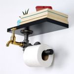 Casa si Gradina - Sanitare - Suporturi si accesorii baie - Suporturi baie - Suport hartie igienica, Hanah Home, mdf, negru si argintiu, 30x17x23 cm - Infinity.ro