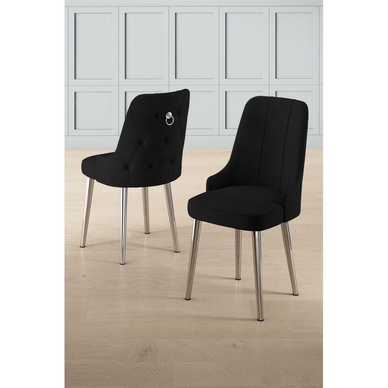 Casa si Gradina - Mobilier - Scaune si fotolii - Scaune - Set scaune, Hanah Home, metal, negru crom, 46x46x94 cm, 2 bucati - Infinity.ro
