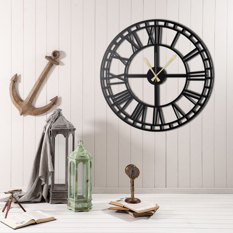 Casa si Gradina - Decoratiuni - Ceasuri - Ceas de perete decorativ, Wallxpert, metal, negru, 50x50 cm, 805BSG1104 - Infinity.ro