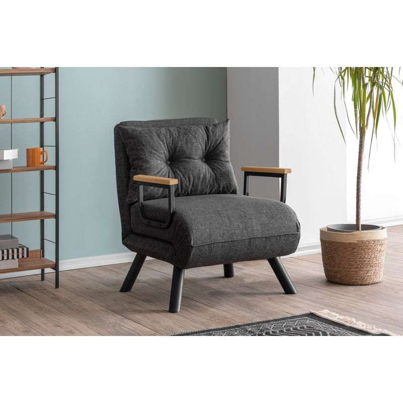 Casa si Gradina - Mobilier - Canapele si coltare - Canapele - Canapea extensibila, Hanah Home, metal, stofa in, gri inchis, 175x60 cm - Infinity.ro