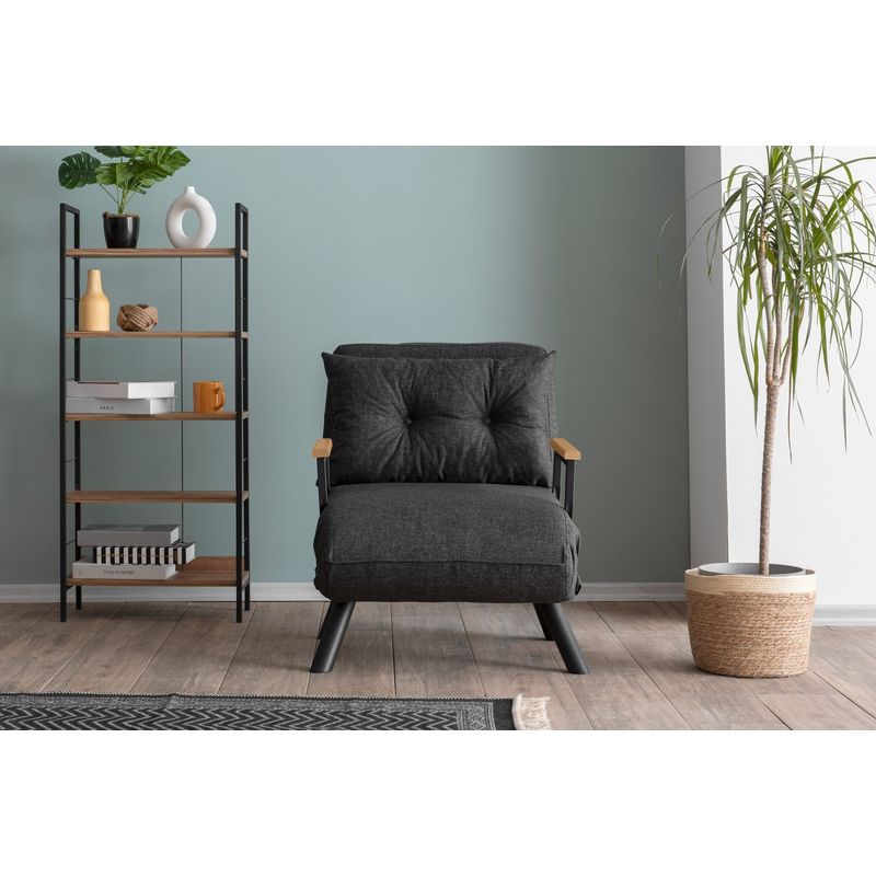 Casa si Gradina - Mobilier - Canapele si coltare - Canapele - Canapea extensibila, Hanah Home, metal, stofa in, gri inchis, 175x60 cm - Infinity.ro