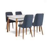 Casa si Gradina - Mobilier - Seturi de mobilier - Seturi mese si scaune - Set masa extensibila cu scaune, Hanah Home, PAL melaminat, pin atlantic si albastru marin, masa 120-153x75x77 cm - Infinity.ro