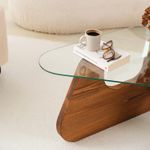 Casa si Gradina - Mobilier - Mese si birouri - Masute de cafea - Masuta de cafea, Hanah Home, sticla temperata si lemn masiv, chesnut, 86x66x36 cm - Infinity.ro