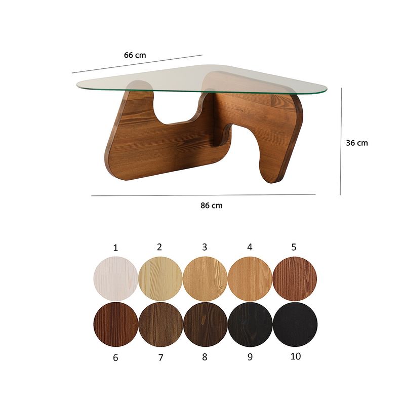 Casa si Gradina - Mobilier - Mese si birouri - Masute de cafea - Masuta de cafea, Hanah Home, sticla temperata si lemn masiv, chesnut, 86x66x36 cm - Infinity.ro
