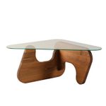 Casa si Gradina - Mobilier - Mese si birouri - Masute de cafea - Masuta de cafea, Hanah Home, sticla temperata si lemn masiv, chesnut, 86x66x36 cm - Infinity.ro
