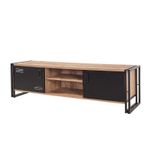 Casa si Gradina - Mobilier - Comode si corpuri - Comode - Comoda tv, Hanah Home, pal melaminat, pin atlantic si negru, 180x45x50 cm - Infinity.ro