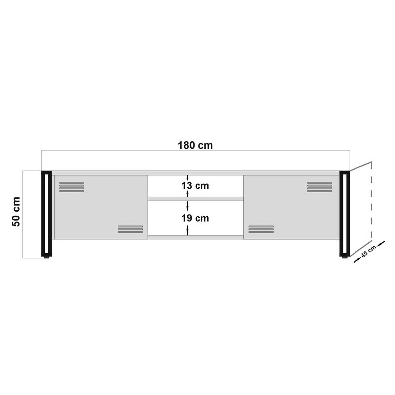 Casa si Gradina - Mobilier - Comode si corpuri - Comode - Comoda tv, Hanah Home, pal melaminat, pin atlantic si negru, 180x45x50 cm - Infinity.ro