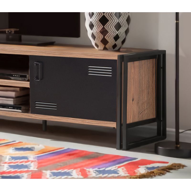 Casa si Gradina - Mobilier - Comode si corpuri - Comode - Comoda tv, Hanah Home, pal melaminat, pin atlantic si negru, 180x45x50 cm - Infinity.ro