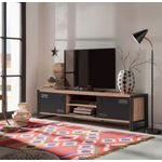 Casa si Gradina - Mobilier - Comode si corpuri - Comode - Comoda tv, Hanah Home, pal melaminat, pin atlantic si negru, 180x45x50 cm - Infinity.ro