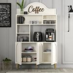 Casa si Gradina - Mobilier - Comode si corpuri - Corpuri bucatarie - Dulap bar cafea, Hanah Home, panou de particule melaminat, crem auriu, 120x35x202 cm - Infinity.ro