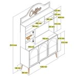 Casa si Gradina - Mobilier - Comode si corpuri - Corpuri bucatarie - Dulap bar cafea, Hanah Home, panou de particule melaminat, crem auriu, 120x35x202 cm - Infinity.ro