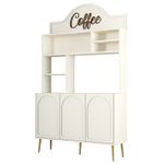 Casa si Gradina - Mobilier - Comode si corpuri - Corpuri bucatarie - Dulap bar cafea, Hanah Home, panou de particule melaminat, crem auriu, 120x35x202 cm - Infinity.ro