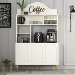 Casa si Gradina - Mobilier - Comode si corpuri - Corpuri bucatarie - Dulap bar cafea, Hanah Home, panou de particule melaminat, crem auriu, 120x35x202 cm - Infinity.ro