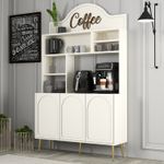 Casa si Gradina - Mobilier - Comode si corpuri - Corpuri bucatarie - Dulap bar cafea, Hanah Home, panou de particule melaminat, crem auriu, 120x35x202 cm - Infinity.ro