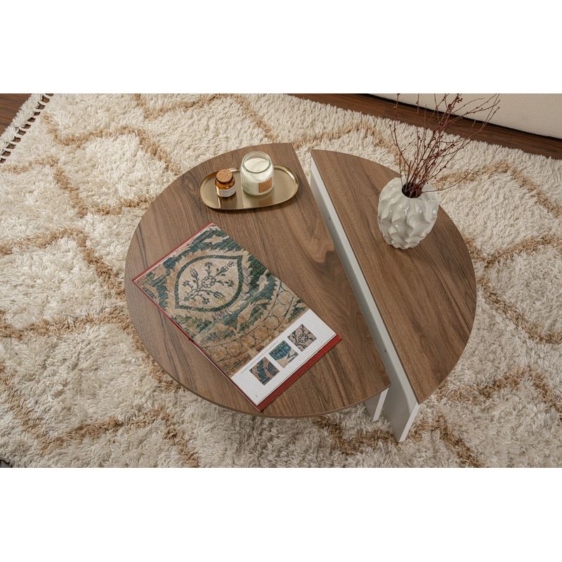 Casa si Gradina - Mobilier - Mese si birouri - Masute de cafea - Masuta de cafea, Hanah Home, pal melaminat, nuc si alb, 90x60x30 cm - Infinity.ro