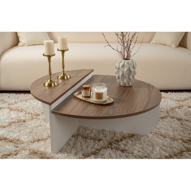 Casa si Gradina - Mobilier - Mese si birouri - Masute de cafea - Masuta de cafea, Hanah Home, pal melaminat, nuc si alb, 90x60x30 cm - Infinity.ro