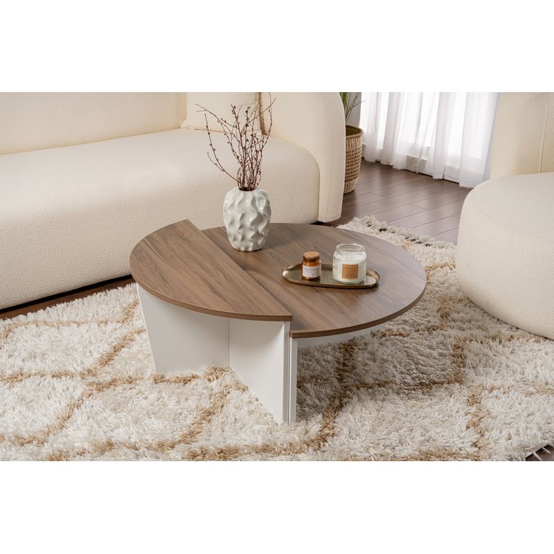 Casa si Gradina - Mobilier - Mese si birouri - Masute de cafea - Masuta de cafea, Hanah Home, pal melaminat, nuc si alb, 90x60x30 cm - Infinity.ro