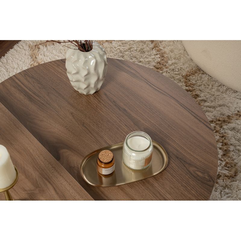Casa si Gradina - Mobilier - Mese si birouri - Masute de cafea - Masuta de cafea, Hanah Home, pal melaminat, nuc si alb, 90x60x30 cm - Infinity.ro