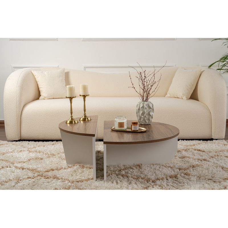Casa si Gradina - Mobilier - Mese si birouri - Masute de cafea - Masuta de cafea, Hanah Home, pal melaminat, nuc si alb, 90x60x30 cm - Infinity.ro
