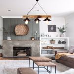 Casa si Gradina - Corpuri si surse de iluminat - Lustre si pendule - Lustra, Opviq, lemn molid, nuc si negru, 80x22x65 cm - Infinity.ro