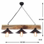 Casa si Gradina - Corpuri si surse de iluminat - Lustre si pendule - Lustra, Opviq, lemn molid, nuc si negru, 80x22x65 cm - Infinity.ro