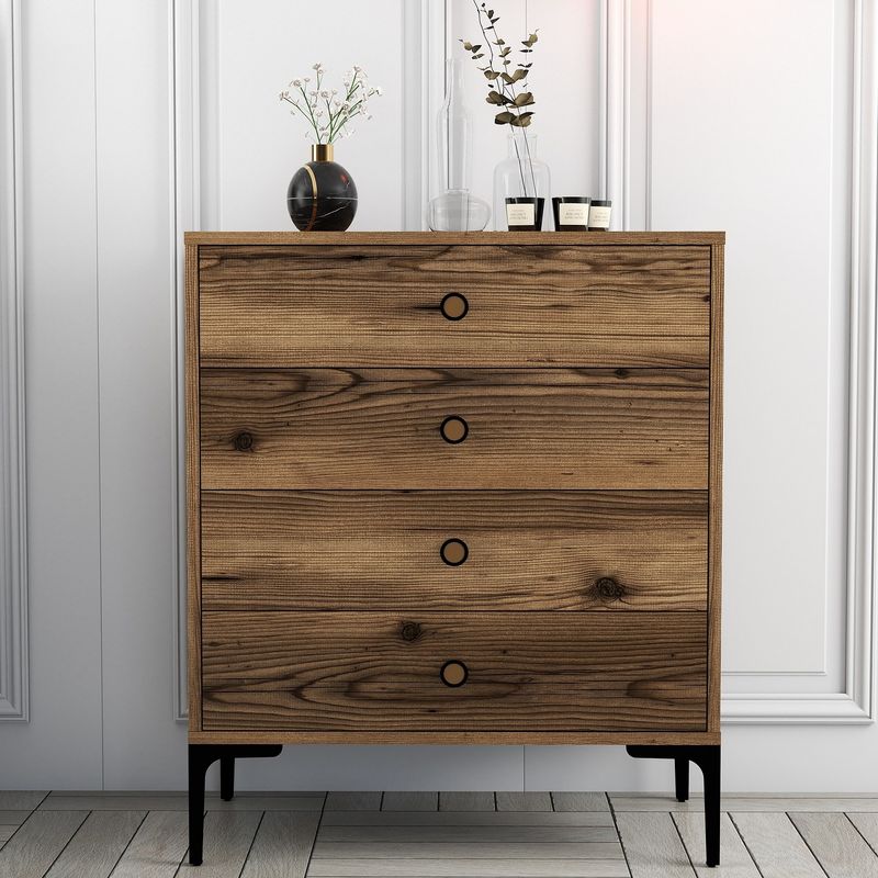 Casa si Gradina - Mobilier - Comode si corpuri - Comode - Comoda, Hanah Home, pal melaminat, nuc, 76x40x90.7 cm - Infinity.ro