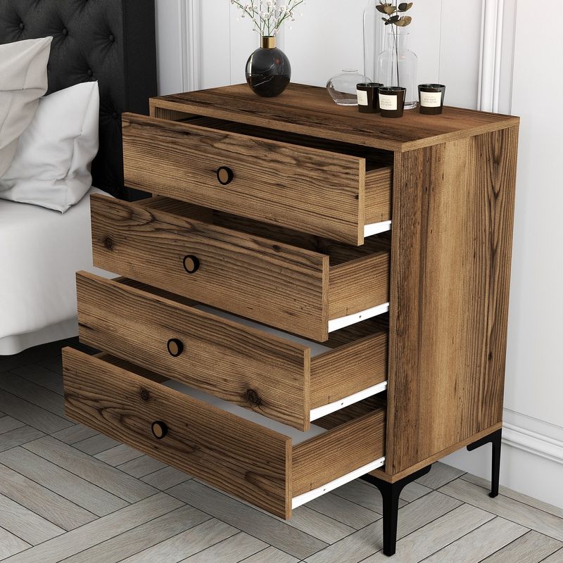 Casa si Gradina - Mobilier - Comode si corpuri - Comode - Comoda, Hanah Home, pal melaminat, nuc, 76x40x90.7 cm - Infinity.ro