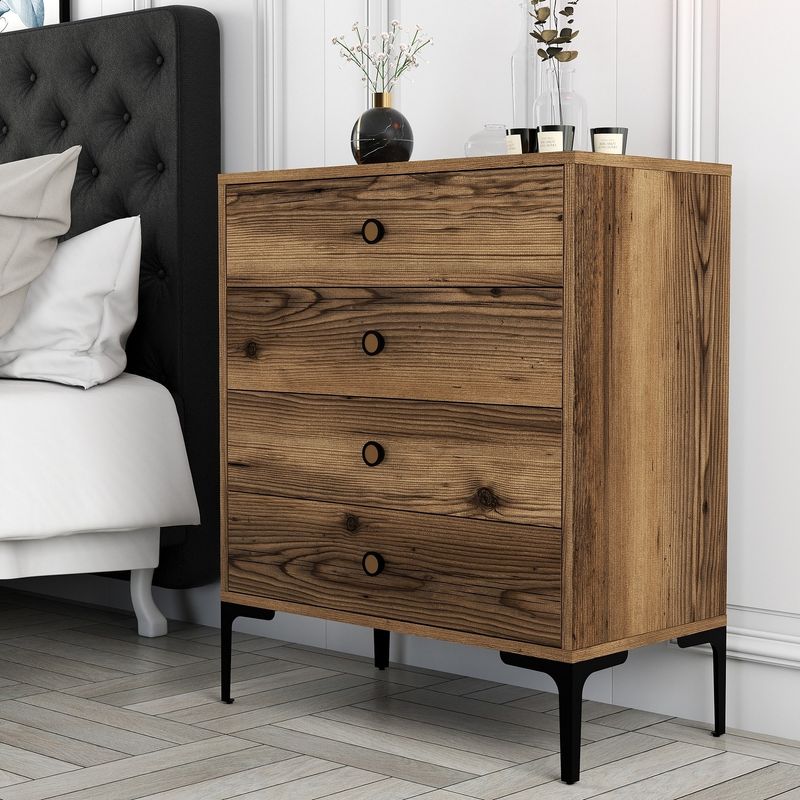Casa si Gradina - Mobilier - Comode si corpuri - Comode - Comoda, Hanah Home, pal melaminat, nuc, 76x40x90.7 cm - Infinity.ro