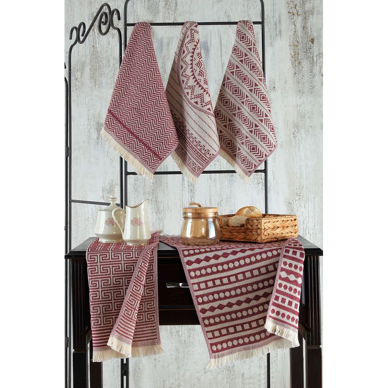 Casa si Gradina - Textile si covoare - Textile baie - Prosoape - Set prosoape de fata, L'essentiel Maison, rosu caramiziu, 38x65 cm, 100% bumbac, 5 bucati - Infinity.ro