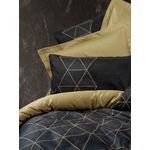 Casa si Gradina - Textile si covoare - Lenjerii de pat - Seturi de lenjerie - Set lenjerie de pat single, L'essentiel Maison, bumbac ranforce, auriu negru, 160x220 cm - Infinity.ro