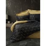 Casa si Gradina - Textile si covoare - Lenjerii de pat - Seturi de lenjerie - Set lenjerie de pat single, L'essentiel Maison, bumbac ranforce, auriu negru, 160x220 cm - Infinity.ro