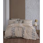 Casa si Gradina - Textile si covoare - Lenjerii de pat - Seturi de lenjerie - Set lenjerie pat dublu, L'essentiel Maison, bej gri alb, 200x220 cm, 50% bumbac 50% poliester - Infinity.ro