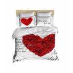 Casa si Gradina - Textile si covoare - Lenjerii de pat - Seturi de lenjerie - Set lenjerie pat dublu, L'essentiel Maison, rosu alb, 200x220 cm, microsatin poliester si bumbac, imprimare 3d, 178PRL1470 - Infinity.ro