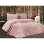 Casa si Gradina - Textile si covoare - Pături și cuverturi - Cuverturi - Set cuvertura pat dublu, L'essentiel Maison, pudra, 260x250 cm, 100% catifea - Infinity.ro