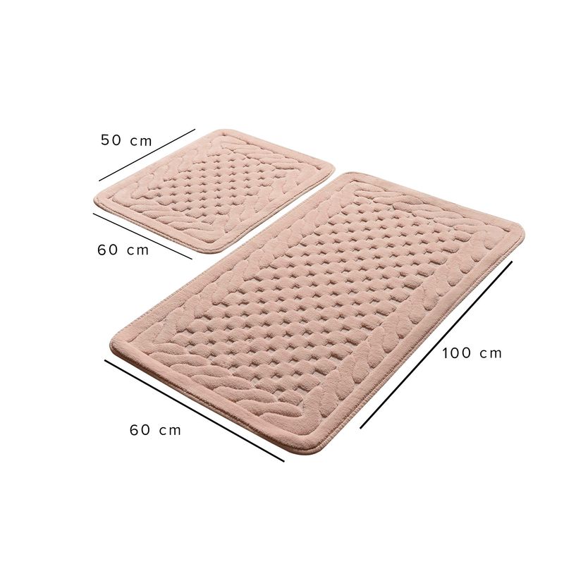 Casa si Gradina - Textile si covoare - Covoare - Covorase baie - Set covorase de baie, L'essentiel Maison, pudra, 50x60 cm si 60x100 cm, 100% bumbac, antiderapant, 351ALS2135 - Infinity.ro