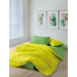 Casa si Gradina - Textile si covoare - Lenjerii de pat - Seturi de lenjerie - Set lenjerie de pat dubla, L'essentiel Maison, galben si verde, 200x220 cm, 100% bumbac ranforce - Infinity.ro