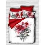 Casa si Gradina - Textile si covoare - Lenjerii de pat - Seturi de lenjerie - Set lenjerie pat single, L'essentiel Maison, rosu verde alb, 160x220 cm, poliester microsatin si bumbac, imprimeu 3d - Infinity.ro