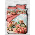 Casa si Gradina - Textile si covoare - Lenjerii de pat - Seturi de lenjerie - Set lenjerie de pat dublu, L'essentiel Maison, roz, albastru, 200x220 cm, microsatina poliester, bumbac, imprimeu 3d - Infinity.ro