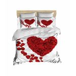 Casa si Gradina - Textile si covoare - Lenjerii de pat - Seturi de lenjerie - Set lenjerie de pat single, L'essentiel Maison, rosu alb, 160x220 cm, microsatin poliester si bumbac - Infinity.ro