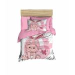 Casa si Gradina - Textile si covoare - Lenjerii de pat - Lenjerii copii - Set lenjerie pat copii, L'essentiel Maison, pudra alb roz, 100x150 cm, microsatina poliester, bumbac, imprimeu 3d - Infinity.ro