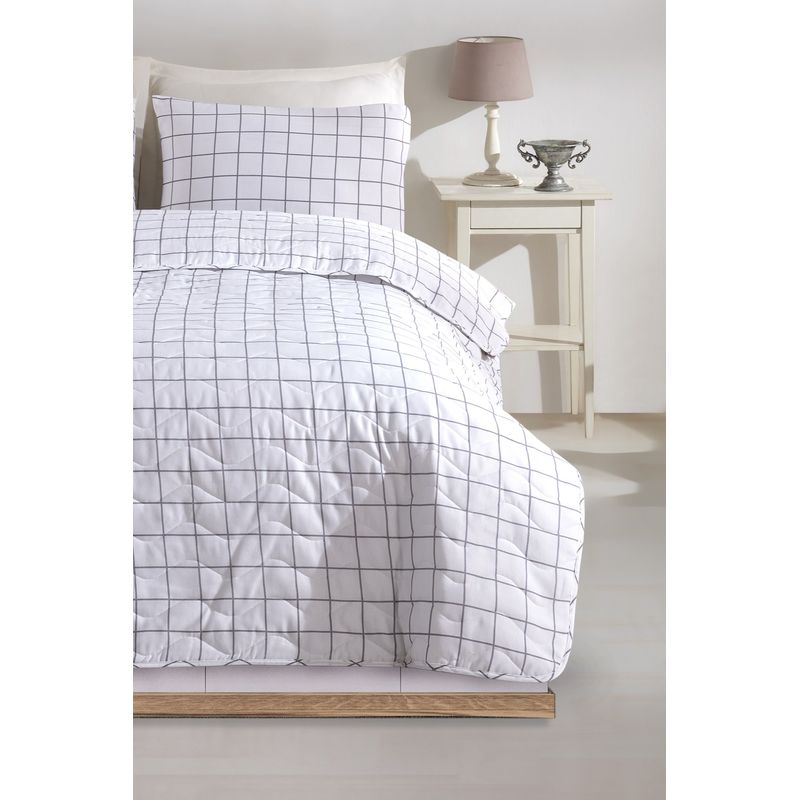 Casa si Gradina - Textile si covoare - Lenjerii de pat - Seturi de lenjerie - Set lenjerie de pat dublu, L'essentiel Maison, gri alb, 200x220 cm, bumbac poliester, 143EPJ7553 - Infinity.ro