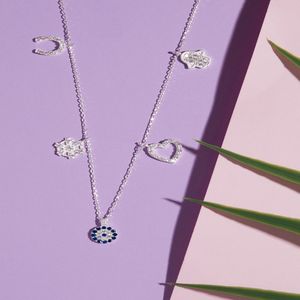 Colier, Heliophilia, argint 925, argintiu, zirconiu, 43 cm, 736ELS1397